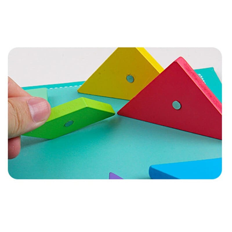Puzzle Tangram Montessori Magnétique En Bois | Lilikdo