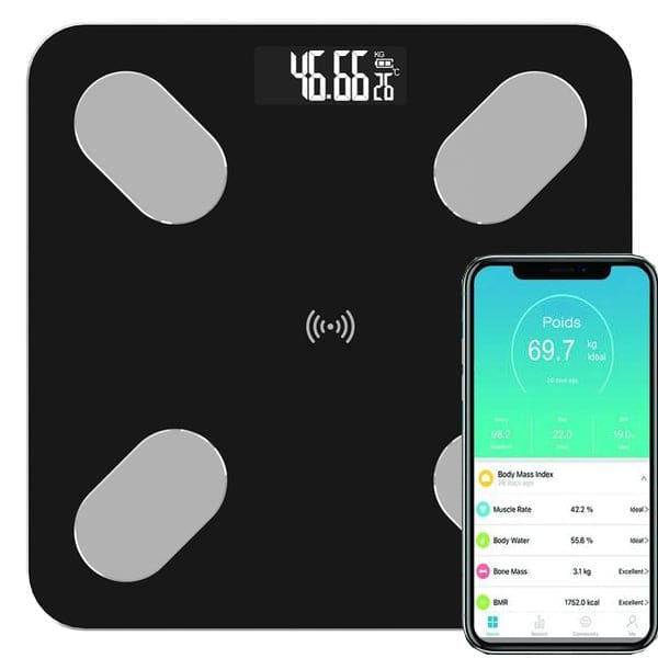 Balance Impédancemètre Connectée Bluetooth Noir | Lilikdo