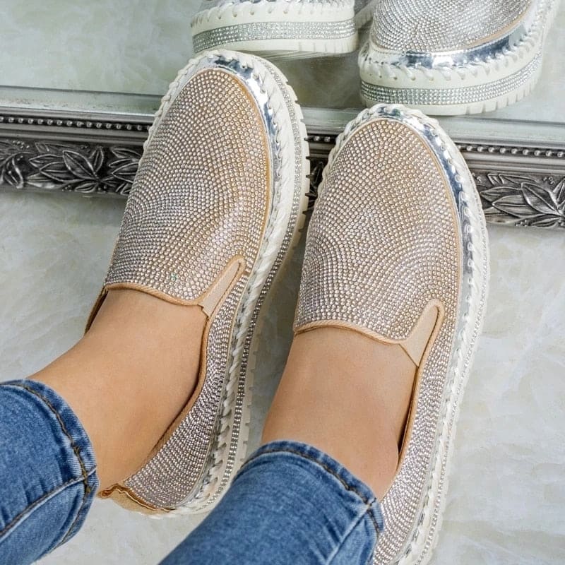 Chaussures Slip-on Femme Plateforme à Strass | Lilikdo