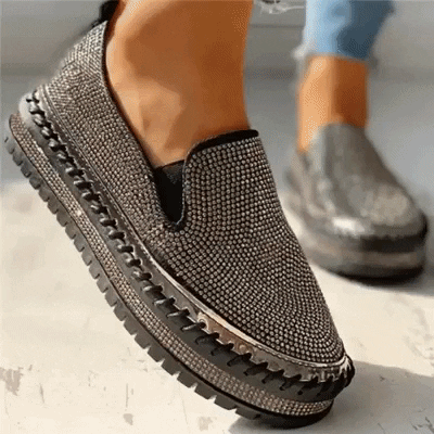 Chaussures Slip-on Femme Plateforme à Strass | Lilikdo