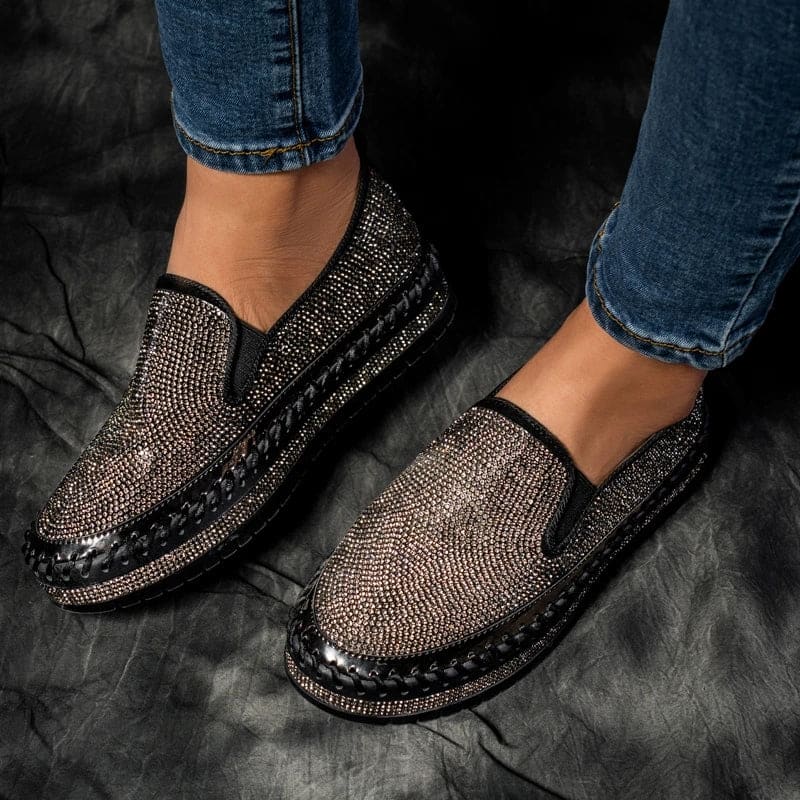 Chaussures Slip-on Femme Plateforme à Strass | Lilikdo