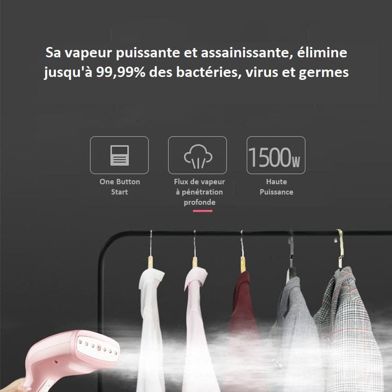 Défroisseur Vertical Vapeur à Main Portable 1500w Rose |