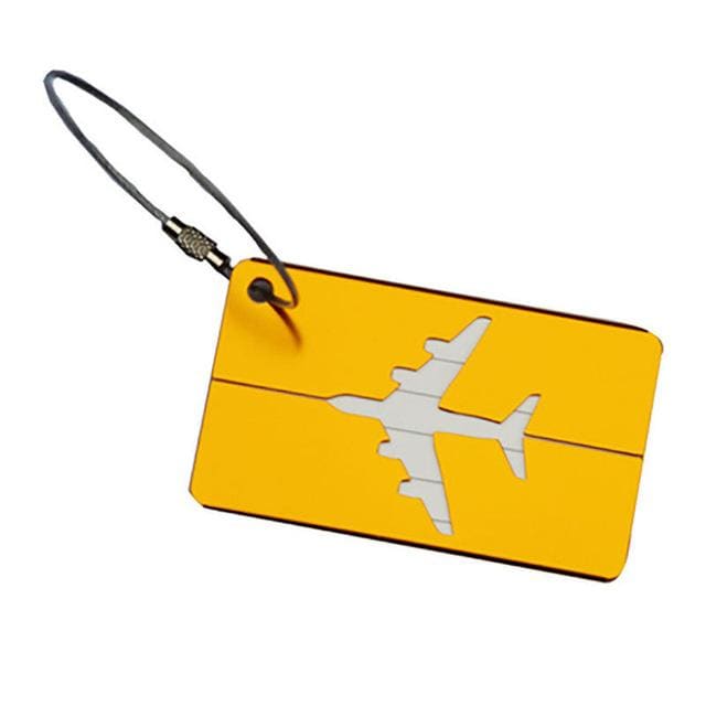 étiquette De Bagage Avion En Aluminium Jaune | Lilikdo