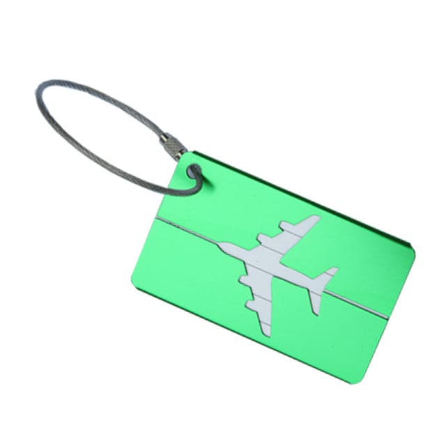 étiquette De Bagage Avion En Aluminium Vert | Lilikdo