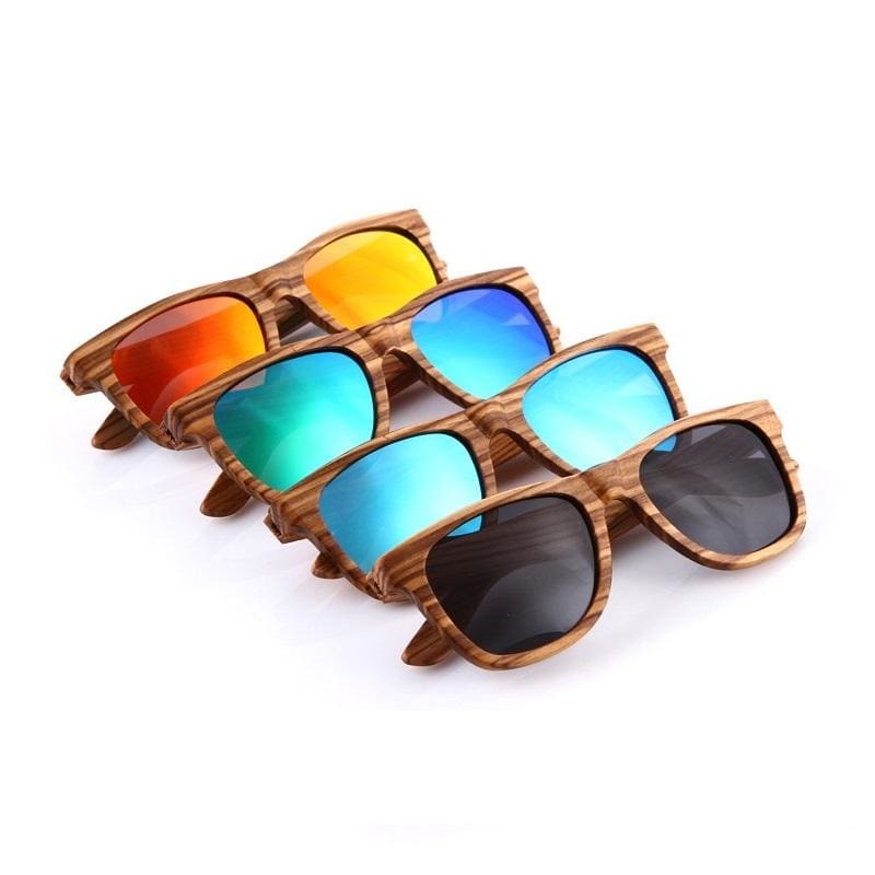 Lunettes de Soleil en Bois Zèbre avec Verres Polarisés