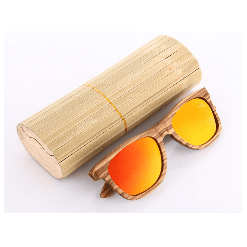 Lunettes de Soleil en Bois Zèbre avec Verres Polarisés