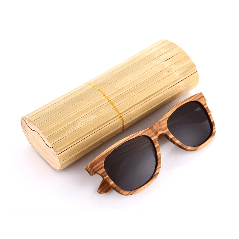 Lunettes de Soleil en Bois Zèbre avec Verres Polarisés