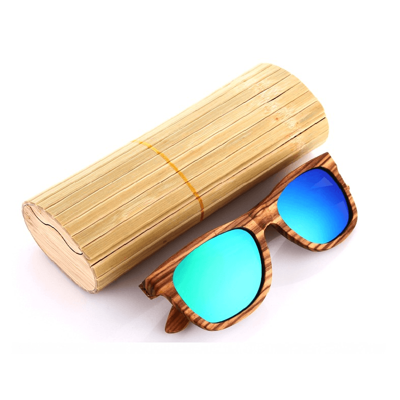 Lunettes de Soleil en Bois Zèbre avec Verres Polarisés