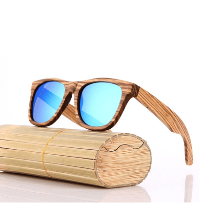 Lunettes de Soleil en Bois Zèbre avec Verres Polarisés