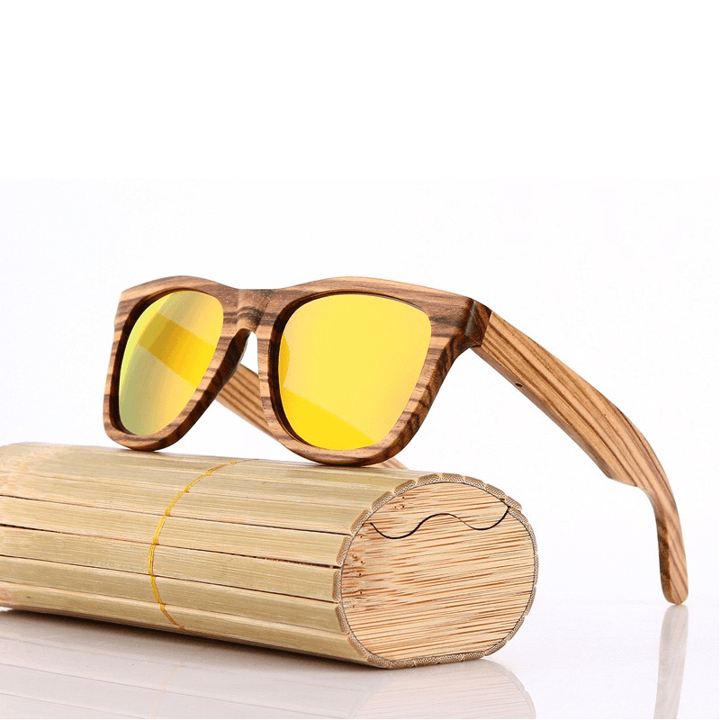 Lunettes de Soleil en Bois Zèbre avec Verres Polarisés