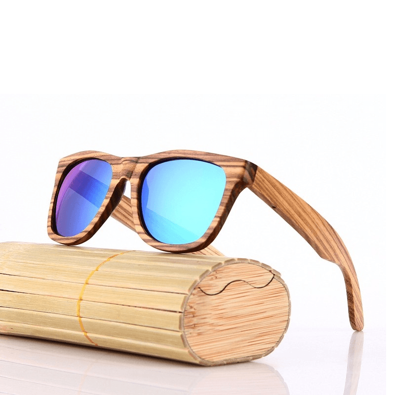 Lunettes de Soleil en Bois Zèbre avec Verres Polarisés