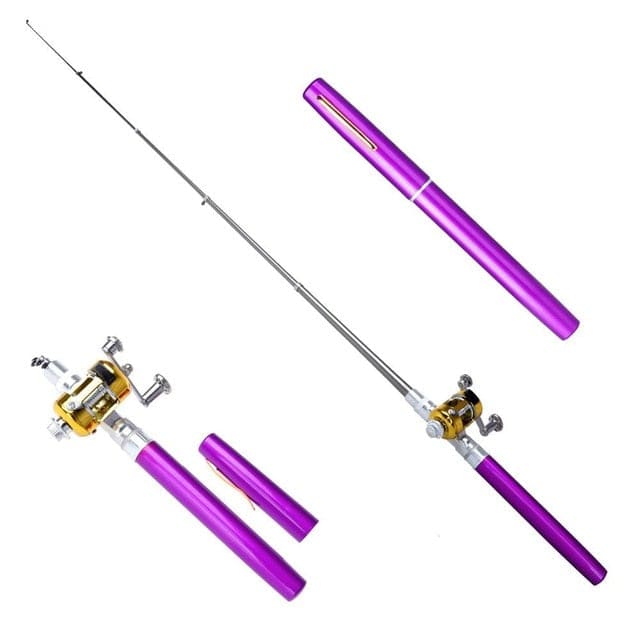 Mini Stylo Canne à Pêche Télescopique De Poche Violet /