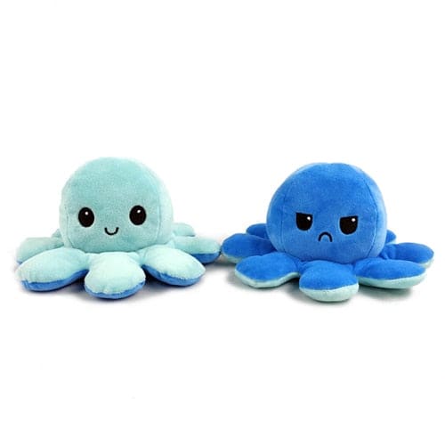 Peluche Réversible Poulpe Couleur / Humeur Bleu Ciel / Roi