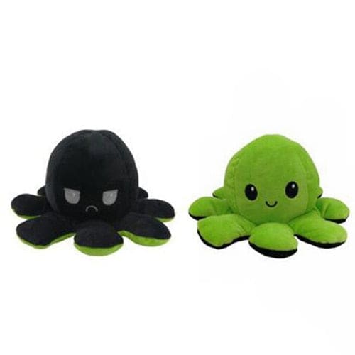 Peluche Réversible Poulpe Couleur / Humeur Noir / Vert Pomme