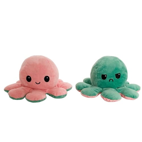 Peluche Réversible Poulpe Couleur / Humeur Rose / Vert